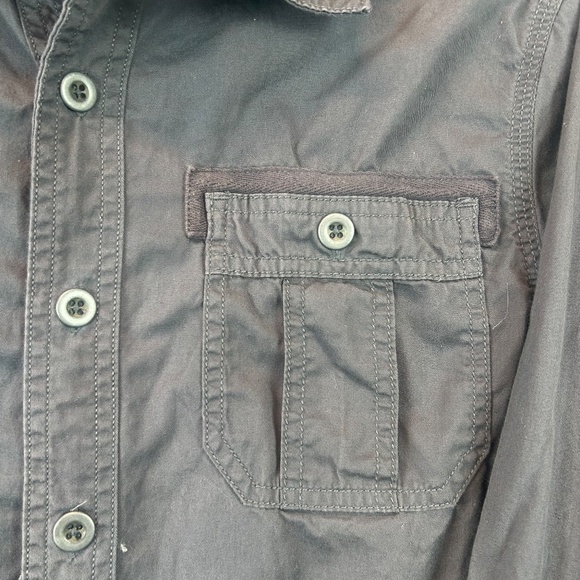 Converse Shirt Men Small Gray 100% Cotton Long Sleeve Pocket Collar Button Down - Picture 4 of 10